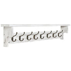 Porte-manteau mural 35,8 avec étagère de rangement et crochets métalliques - 35,8L x 4,6P x 7,8H