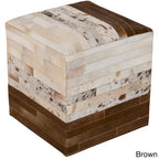 Pouf ottoman cube en cuir de vache Livabliss Cattle Range