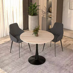 Table à manger ronde LeisureMod Bristol 31" avec plateau en pierre frittée, piédestal en acier noir, table d'appoint pour cuisine et petits espaces