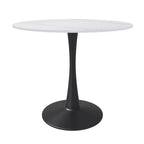 Table à manger ronde LeisureMod Bristol 31" avec plateau en pierre frittée, piédestal en acier noir, table d'appoint pour cuisine et petits espaces