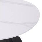 Table à manger ronde LeisureMod Bristol 31" avec plateau en pierre frittée, piédestal en acier noir, table d'appoint pour cuisine et petits espaces