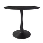 Table à manger ronde LeisureMod Bristol 31" avec plateau en pierre frittée, piédestal en acier noir, table d'appoint pour cuisine et petits espaces