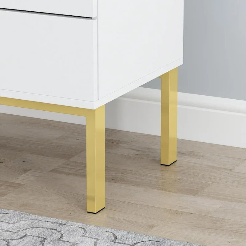 Commode à 5 tiroirs avec table de chevet et meuble de rangement 60 cm L Blanc/Noir