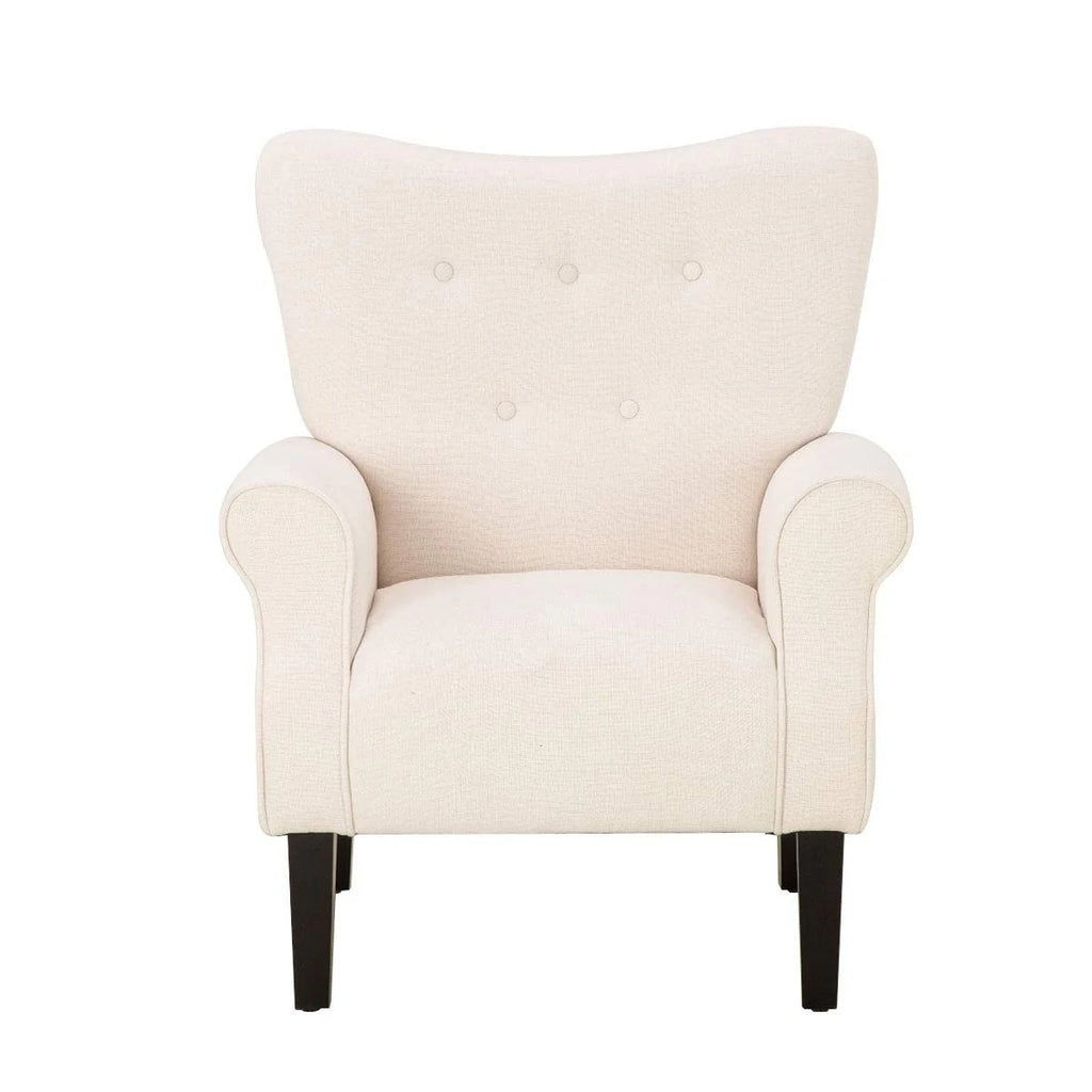 Fauteuil d'appoint moderne Erommy, fauteuil à dossier haut, canapé individuel en tissu capitonné avec pieds en bois pour salon