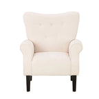Fauteuil d'appoint moderne Erommy, fauteuil à dossier haut, canapé individuel en tissu capitonné avec pieds en bois pour salon