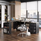 Famapy Hauteur - Bureau d'ordinateur réglable Bureau d'ordinateur Bureau debout: Bureau spacieux en forme de L, Armoires de rangement