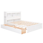 Lit plate-forme de rangement pleine grandeur avec étagères coulissantes, lit gigogne simple et 2 tiroirs, blanc