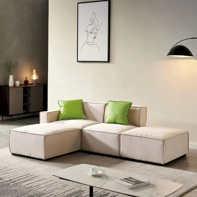 Canapé modulable en tissu (beige)