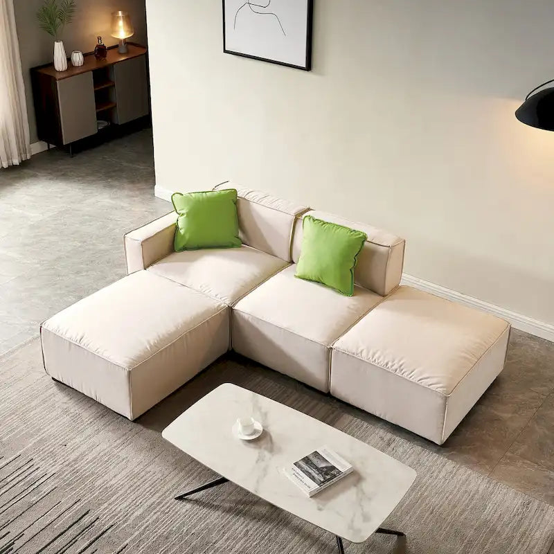Canapé modulable en tissu (beige)