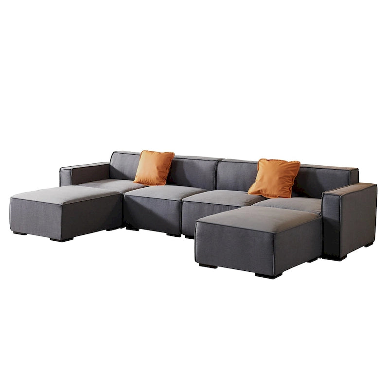 Canapé modulable en tissu (beige)