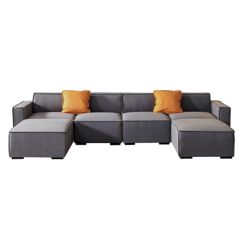 Canapé modulable en tissu (beige)