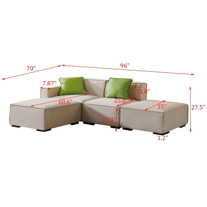 Canapé modulable en tissu (beige)