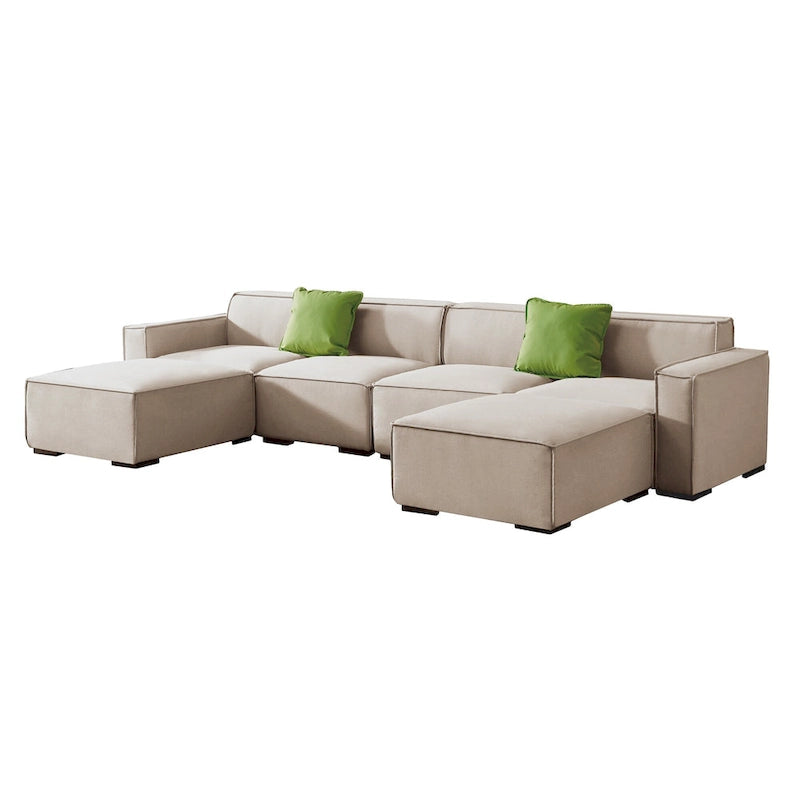 Canapé modulable en tissu (beige)