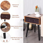 Table de chevet d'appoint Costway style mi-siècle avec tiroir en tissu marron rustique