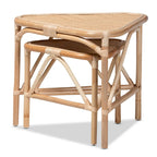 Lot de 2 tables d'appoint Jayden en rotin de couleur marron naturel