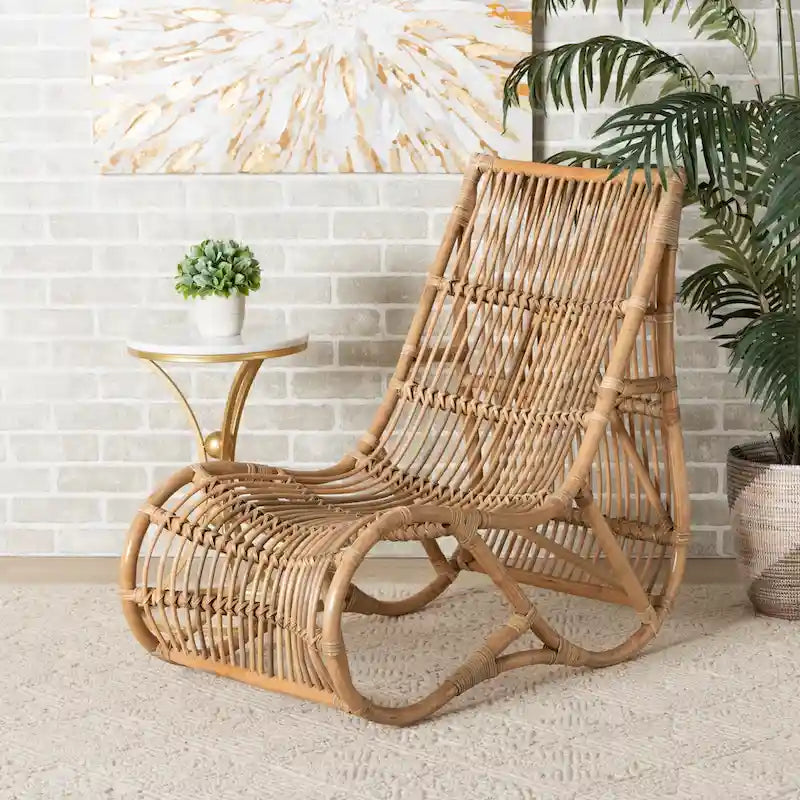 Fauteuil en rotin naturel de style bohème moderne Genera
