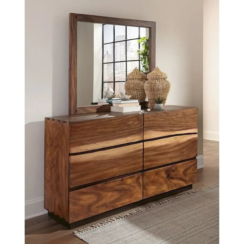 Ensemble de chambre à coucher Tolt River Smokey Walnut de 6 pièces avec rangement