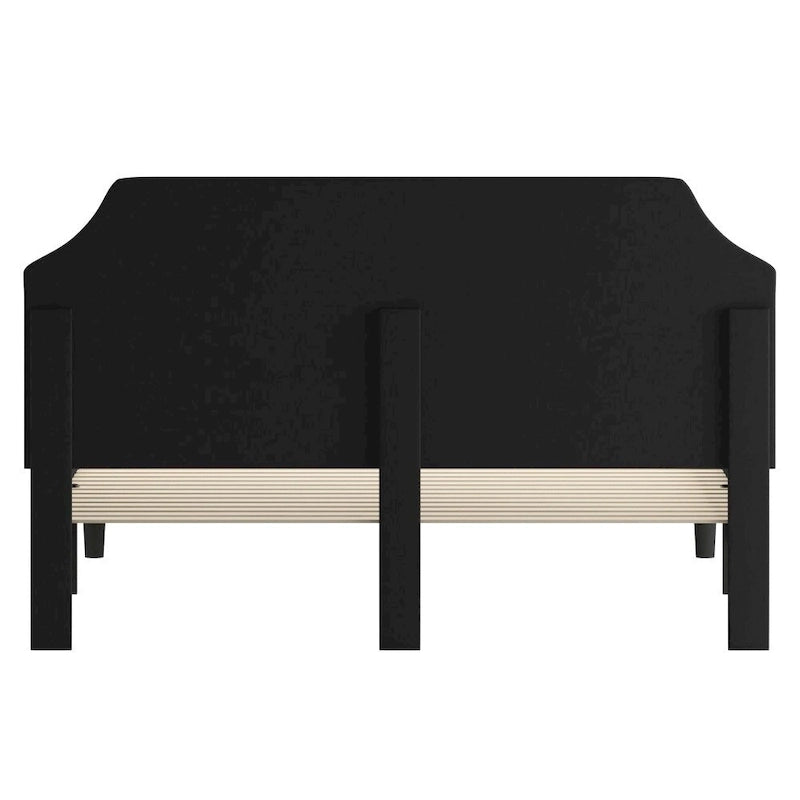 Lit plateforme capitonné à tête de lit arquée
