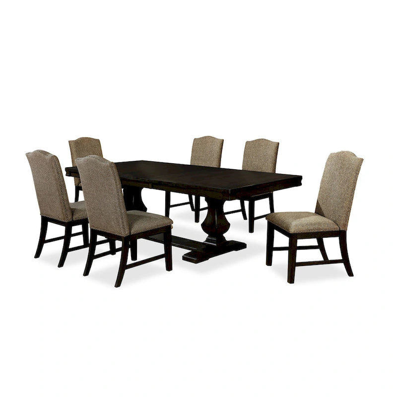 Ensemble de salle à manger 7 pièces en bois d'espresso transitionnel Ladonna de Furniture of America