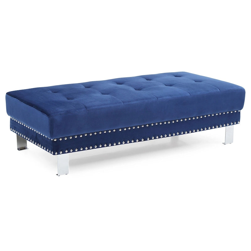 Pouf ottoman Derek en velours surdimensionné