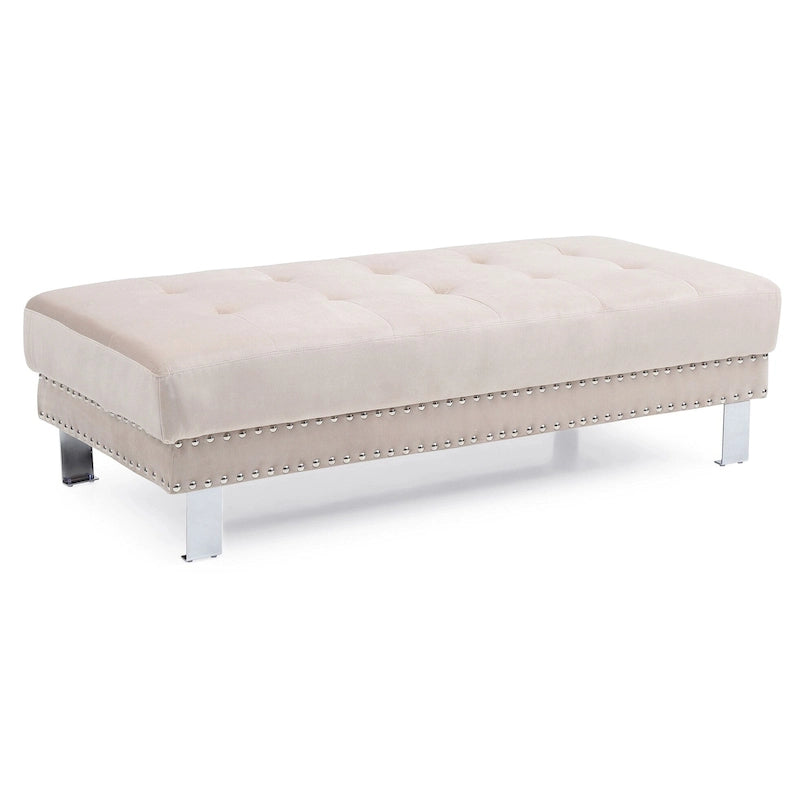 Pouf ottoman Derek en velours surdimensionné