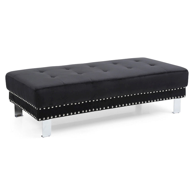 Pouf ottoman Derek en velours surdimensionné