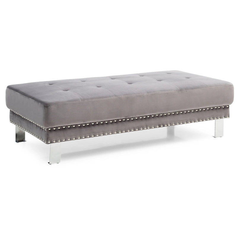Pouf ottoman Derek en velours surdimensionné