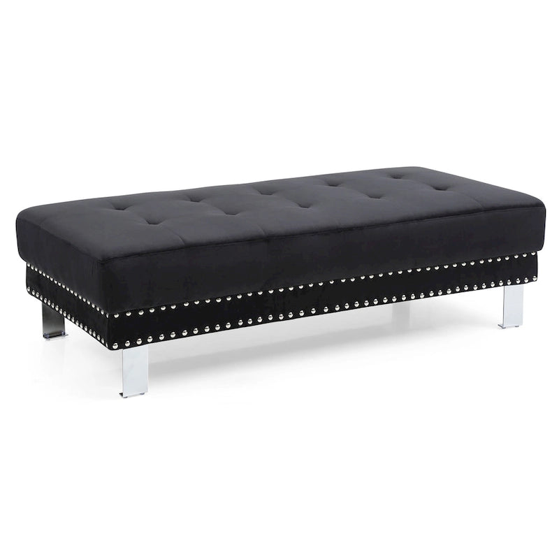 Pouf ottoman Derek en velours surdimensionné