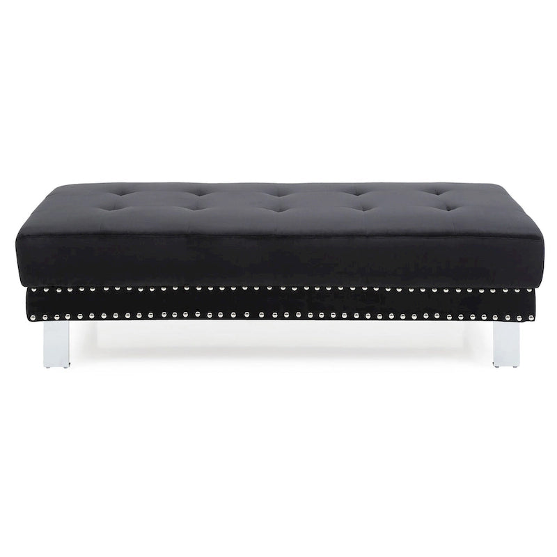 Pouf ottoman Derek en velours surdimensionné