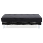 Pouf ottoman Derek en velours surdimensionné
