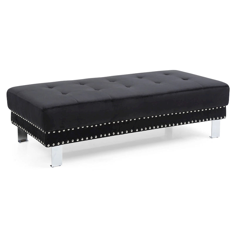 Pouf ottoman Derek en velours surdimensionné