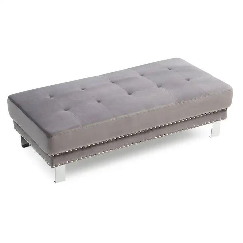 Pouf ottoman Derek en velours surdimensionné