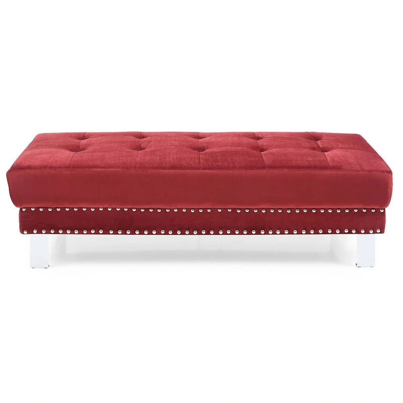 Pouf ottoman Derek en velours surdimensionné