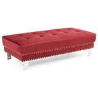 Pouf ottoman Derek en velours surdimensionné