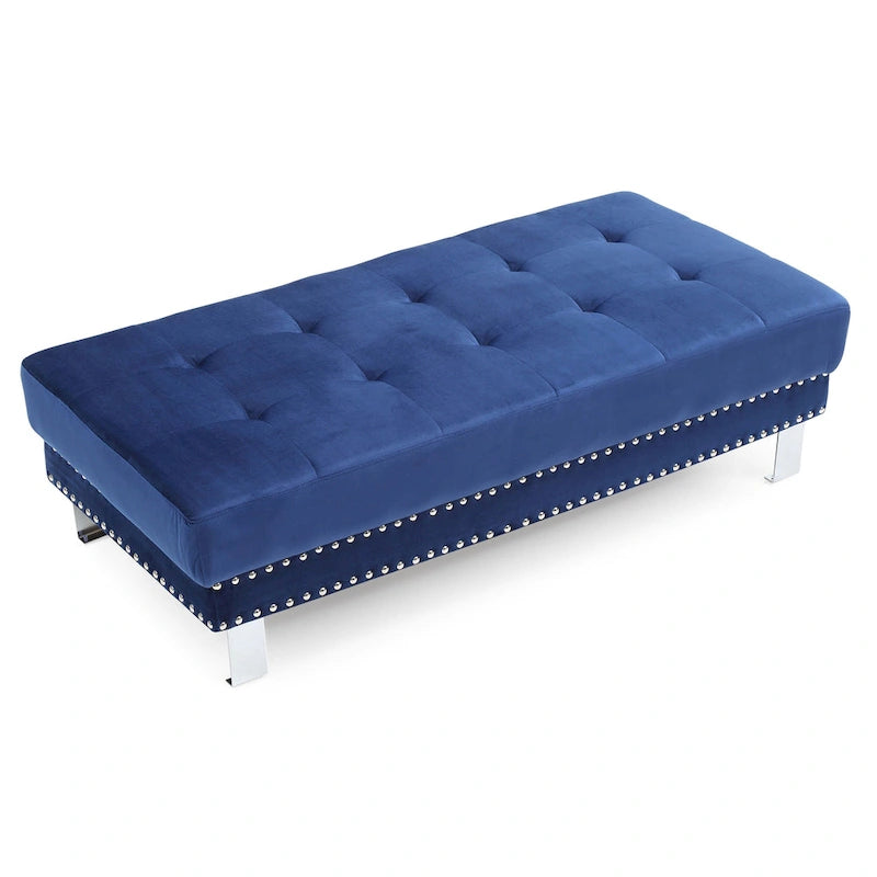 Pouf ottoman Derek en velours surdimensionné