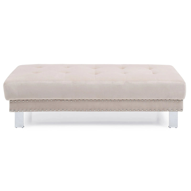 Pouf ottoman Derek en velours surdimensionné
