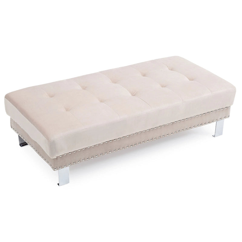 Pouf ottoman Derek en velours surdimensionné