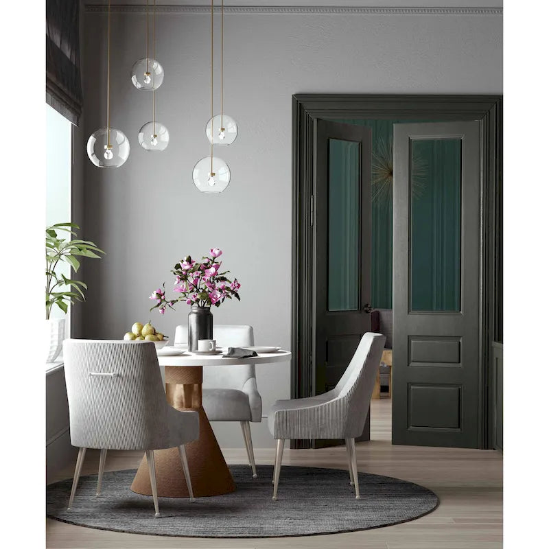 Carson Carrington Tasback Pleated Light Grey Velvet Side Chair