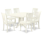 East West Furniture Ensemble de meubles de salle à manger - une table de cuisine ovale et des chaises de salle à manger en bois, blanc lin (option de pièces)
