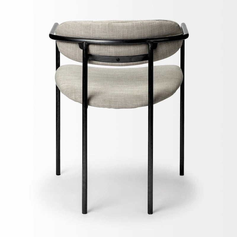 Chaise de salle à manger Parker avec assise en tissu beige et structure en métal gris fusil – 21.5L x 21.1P x 28.7H