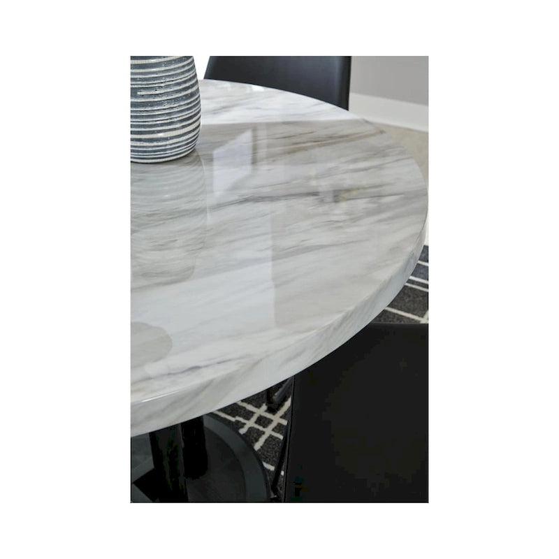 Table haute circulaire Centiar blanc/noir