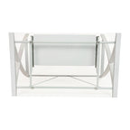 Bureau d'ordinateur moderne avec plateau en verre et tablette coulissante pour clavier