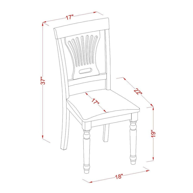 East West Furniture Chaises de cuisine et de salle à manger Plainville - Chaises en bois massif, lot de 2, Buttermilk et Cerise (Option de siège)