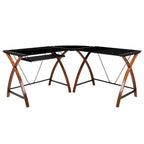 Bureau d'angle en L en verre pour ordinateur avec plateau de clavier coulissant