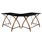 Bureau d'angle en L en verre pour ordinateur avec plateau de clavier coulissant