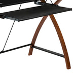 Bureau d'angle en L en verre pour ordinateur avec plateau de clavier coulissant