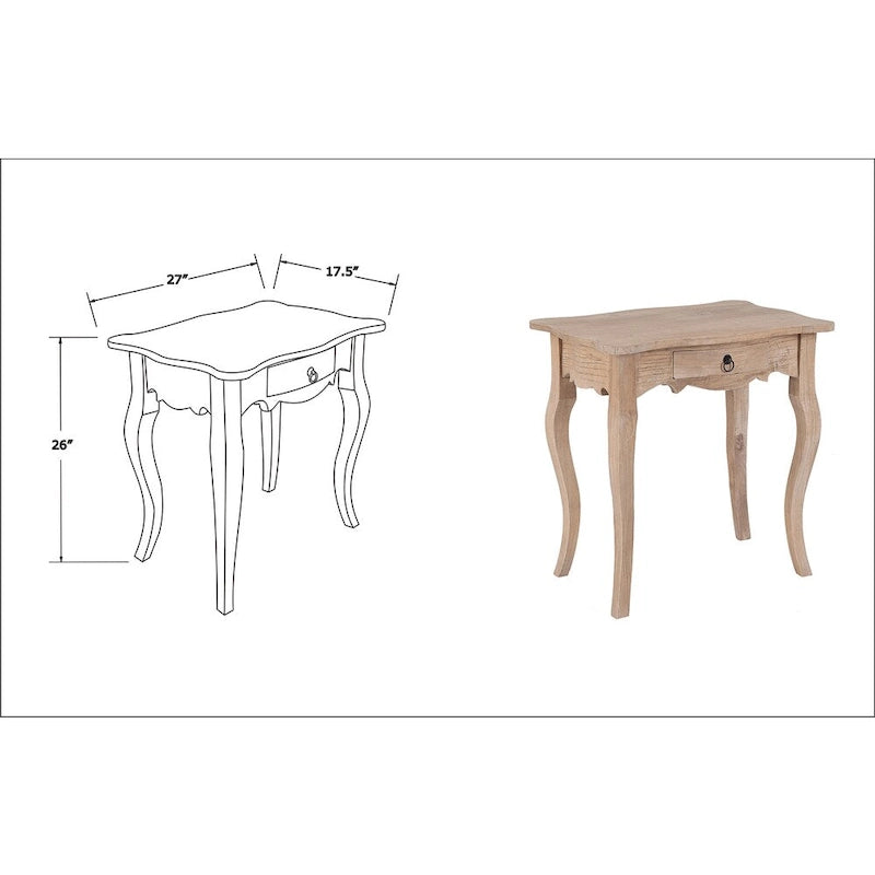 Table d'appoint inachevée en bois de Mindi avec tiroir East at Main - 26 x 18 x 26