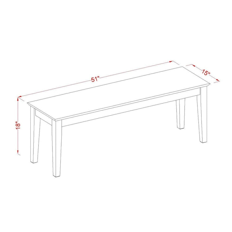 Banc de salle à manger East West Furniture Capri avec assise en bois, 51x15x18 pouces, (Options de finition)