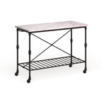 Îlot de cuisine roulant en faux marbre noir SEI Furniture