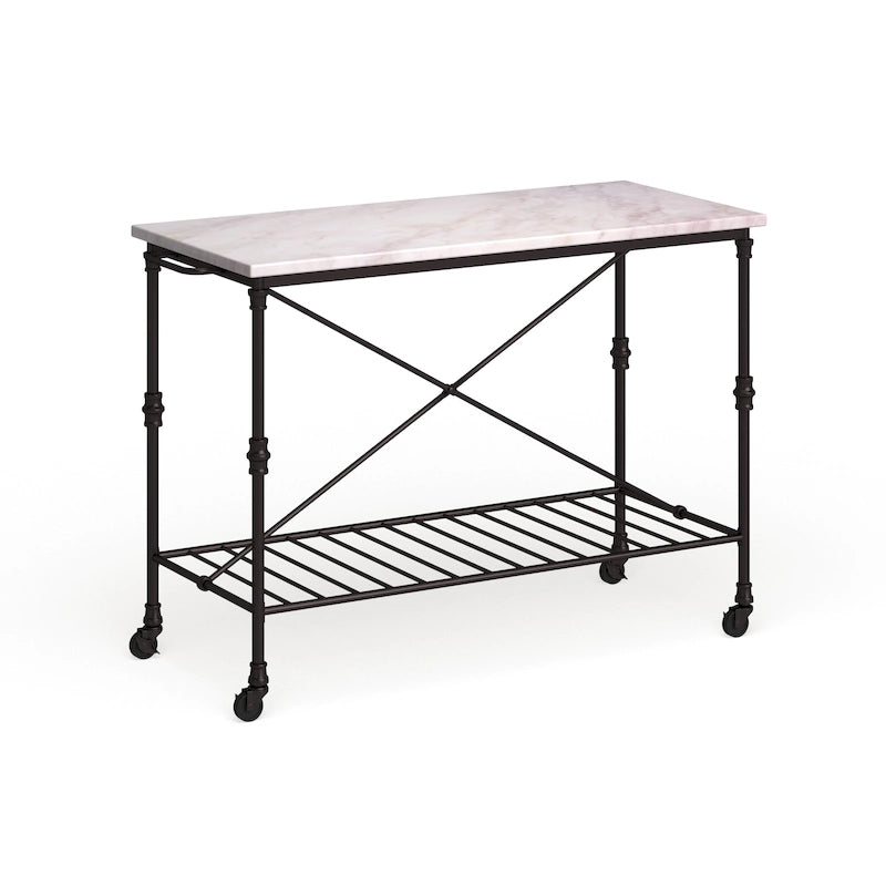 Îlot de cuisine roulant en faux marbre noir SEI Furniture